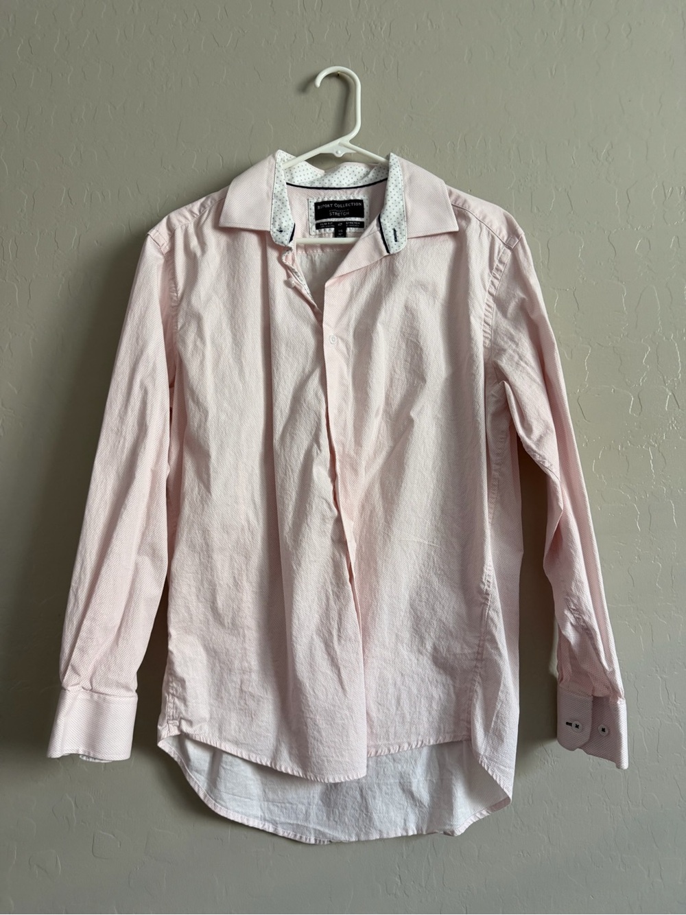 Report Collection Light Pink Dress Shirt with Contrast Collar